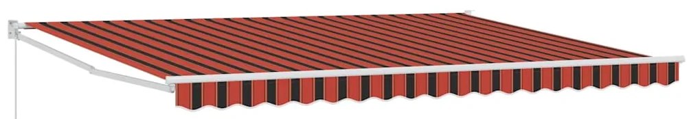Toldo Retrátil Manual em Laranja e Castanho, 450x300 cm