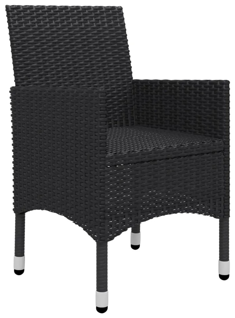 3 pcs conjunto de jantar para jardim com almofadões preto