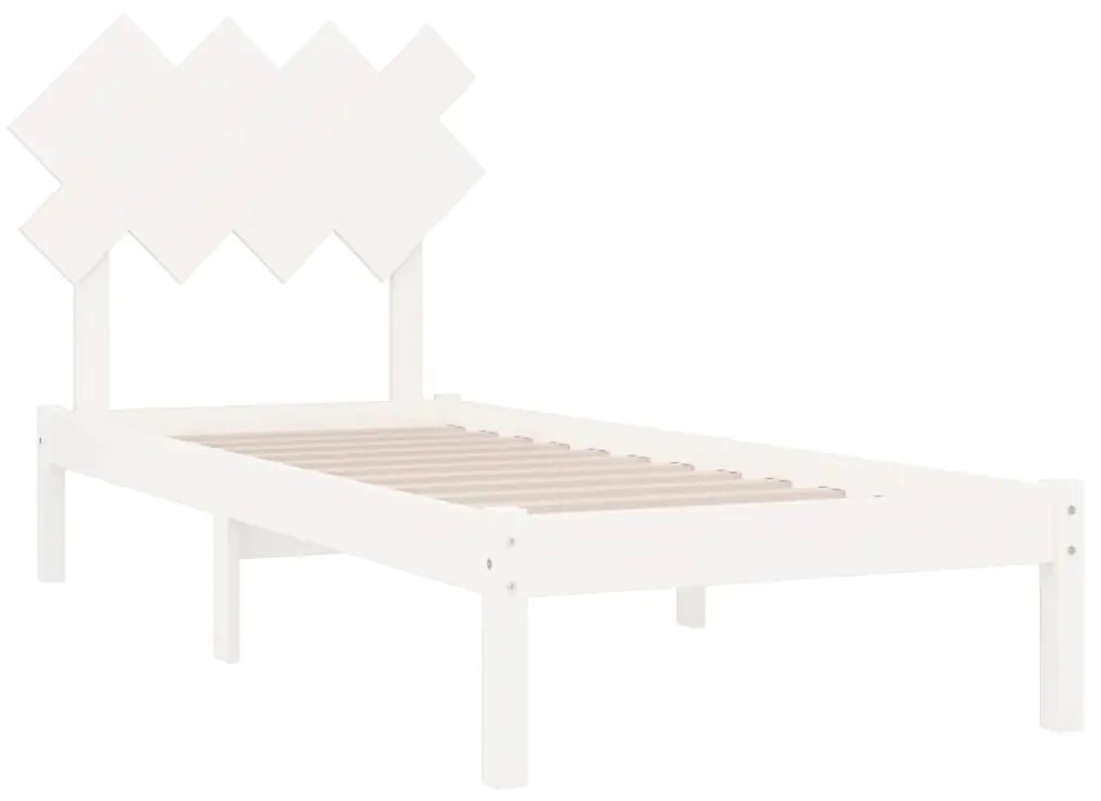 Estrutura cama de solteiro 90x190 cm madeira maciça branco