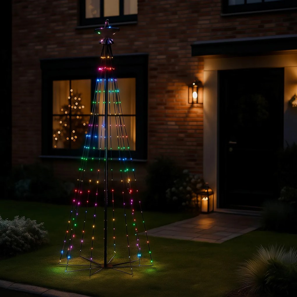 Candeeiro de pé de Natal preto 240cm incl. LED RGB IP44 com controlo remoto - Nagi