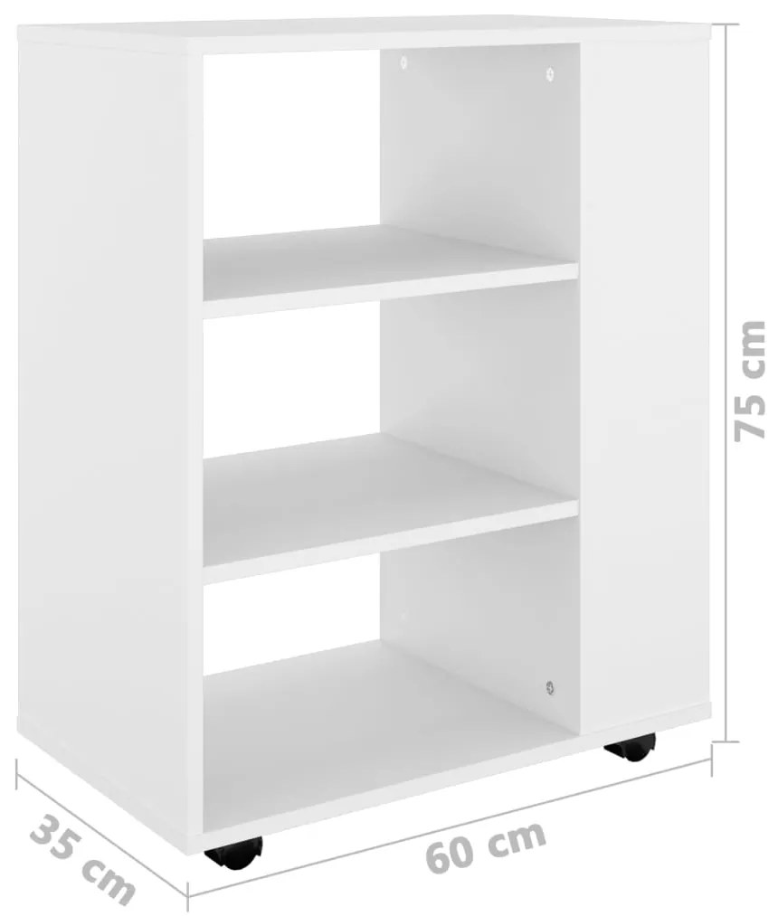 Móvel com rodas 60x35x75 cm derivados de madeira branco
