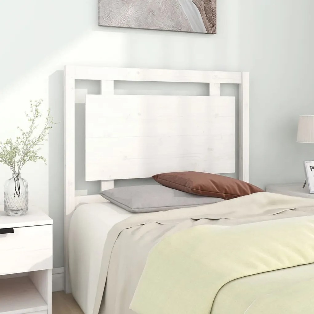 817921 vidaXL Cabeceira de cama 95,5x4x100 cm madeira de pinho maciça branco