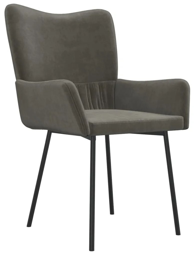 Cadeiras de jantar 2 pcs veludo cinzento-escuro