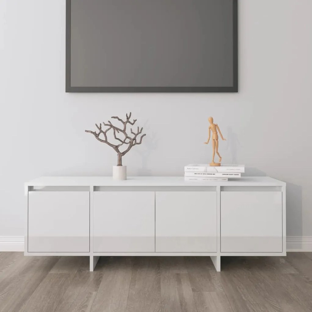 Móvel p/ TV 120x30x40,5 cm derivados madeira branco brilhante