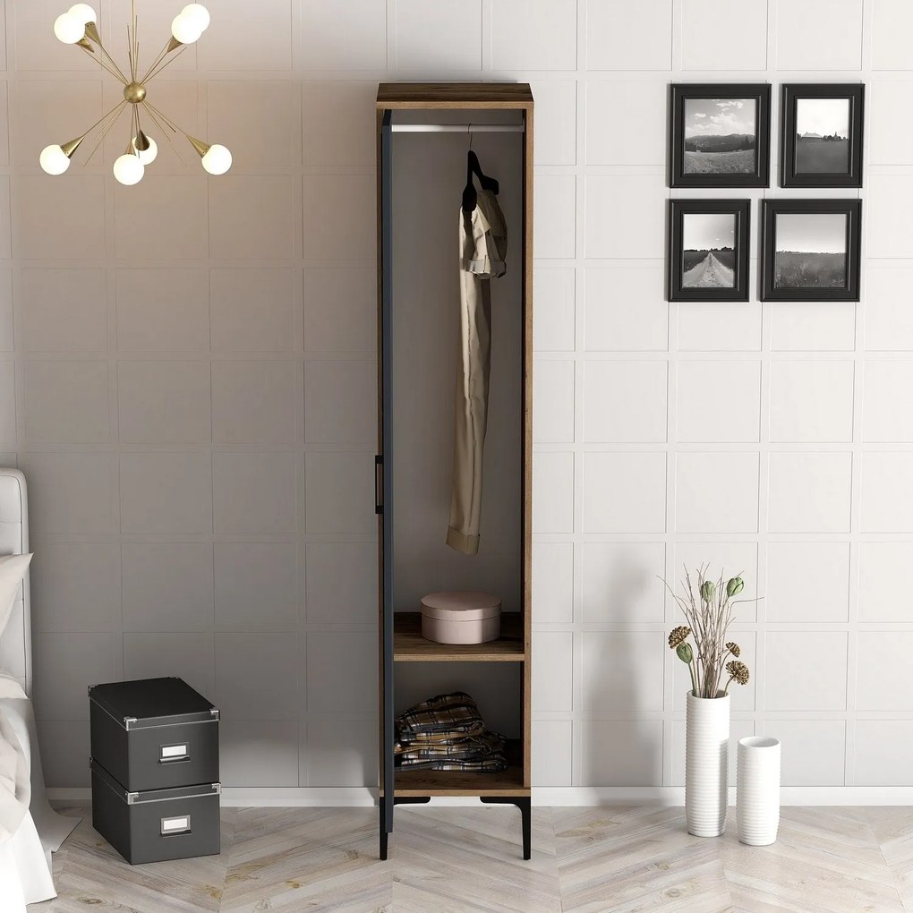 Guarda-Roupa Kumsal S – Nogueira e Antracite – 40x47,5x201,4 cm
