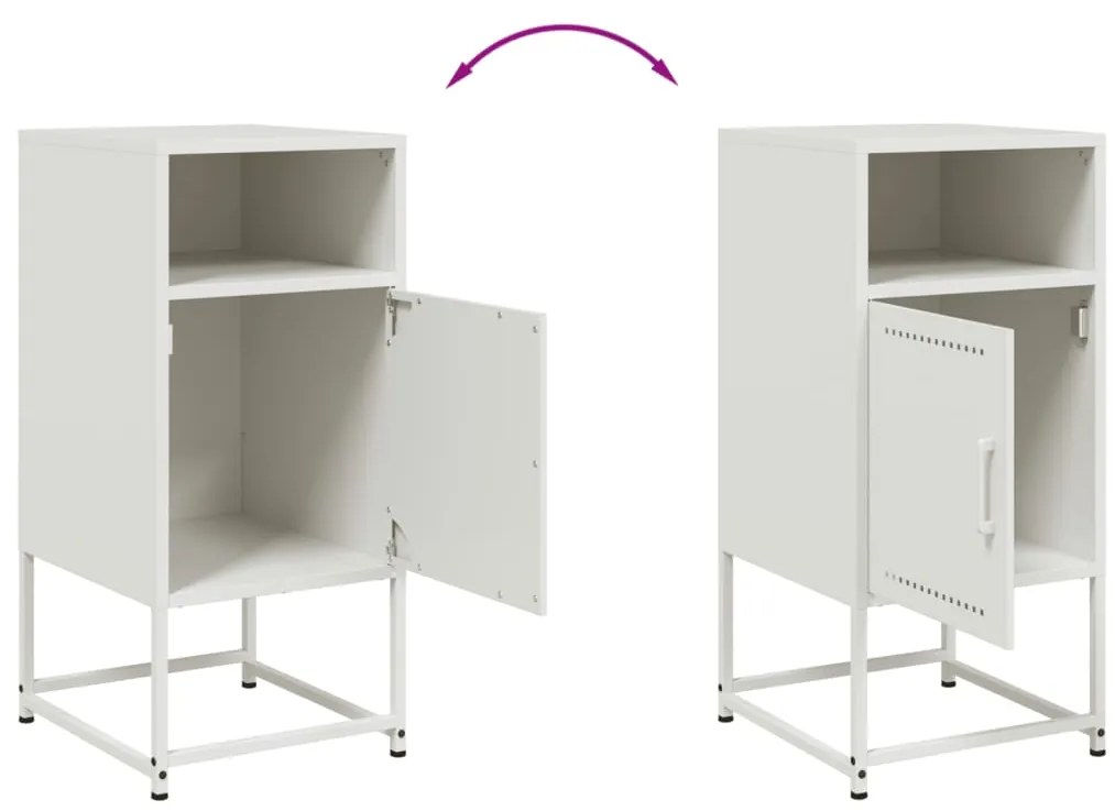 Mesas de cabeceira 2 pcs 36x39x78 cm aço branco
