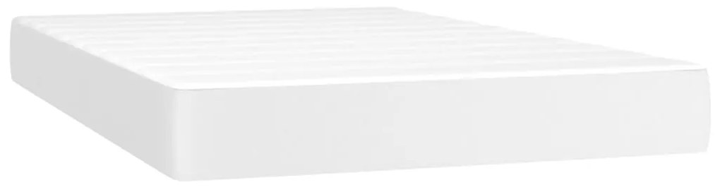 Cama box spring c/colchão/LED 120x200cm couro artificial branco