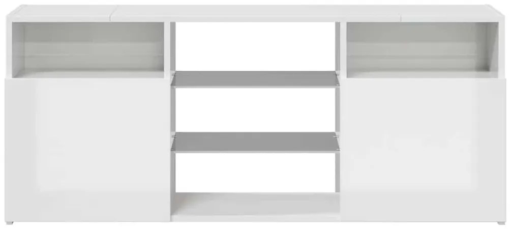 Móvel de TV com luzes LED 120x30x50 cm branco brilhante