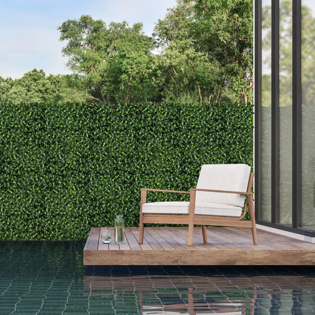 12 Pcs Painéis de Parede de Relva Artificial 50 x 50 cm  Ivy Topiary Gardenia Vegetação Falsa Fundo de Parede