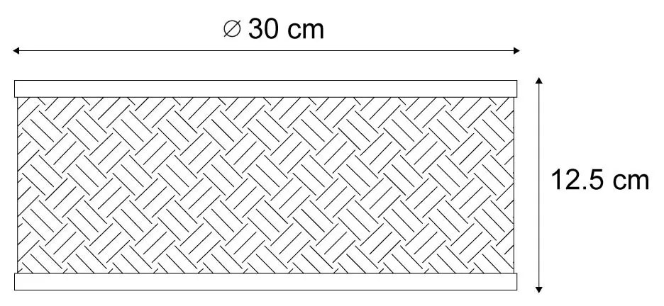 Candeeiro de teto de vime oriental com preto 30cm - Tremmo