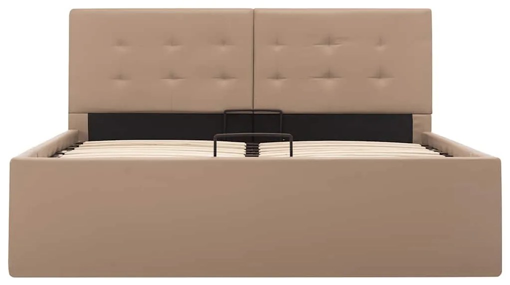 Cama hidráulica c/ arrumação 120x200cm couro artif. cappuccino
