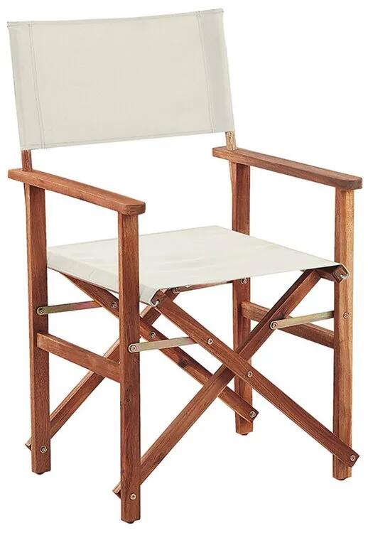 Conjunto 2 cadeiras madeira escura e 2 lonas creme e padrão folhas de palmeira CINE Beliani
