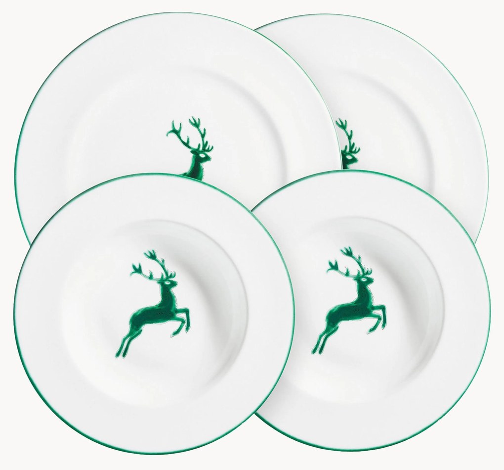 Conjunto de loiça artesanal Grüner Hirsch, 2 pessoas, conjunto de 4