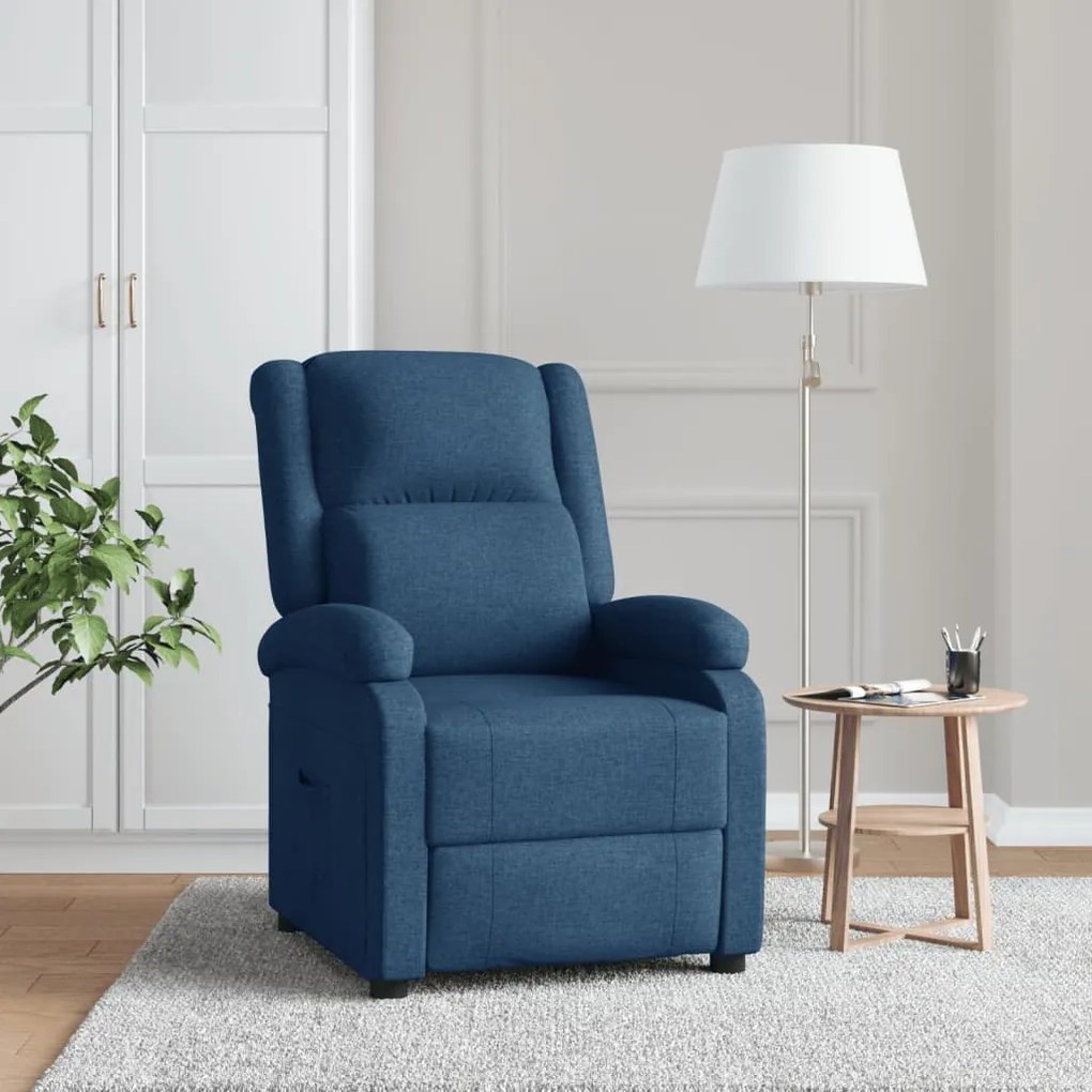 vidaXL Poltrona reclinável tecido azul