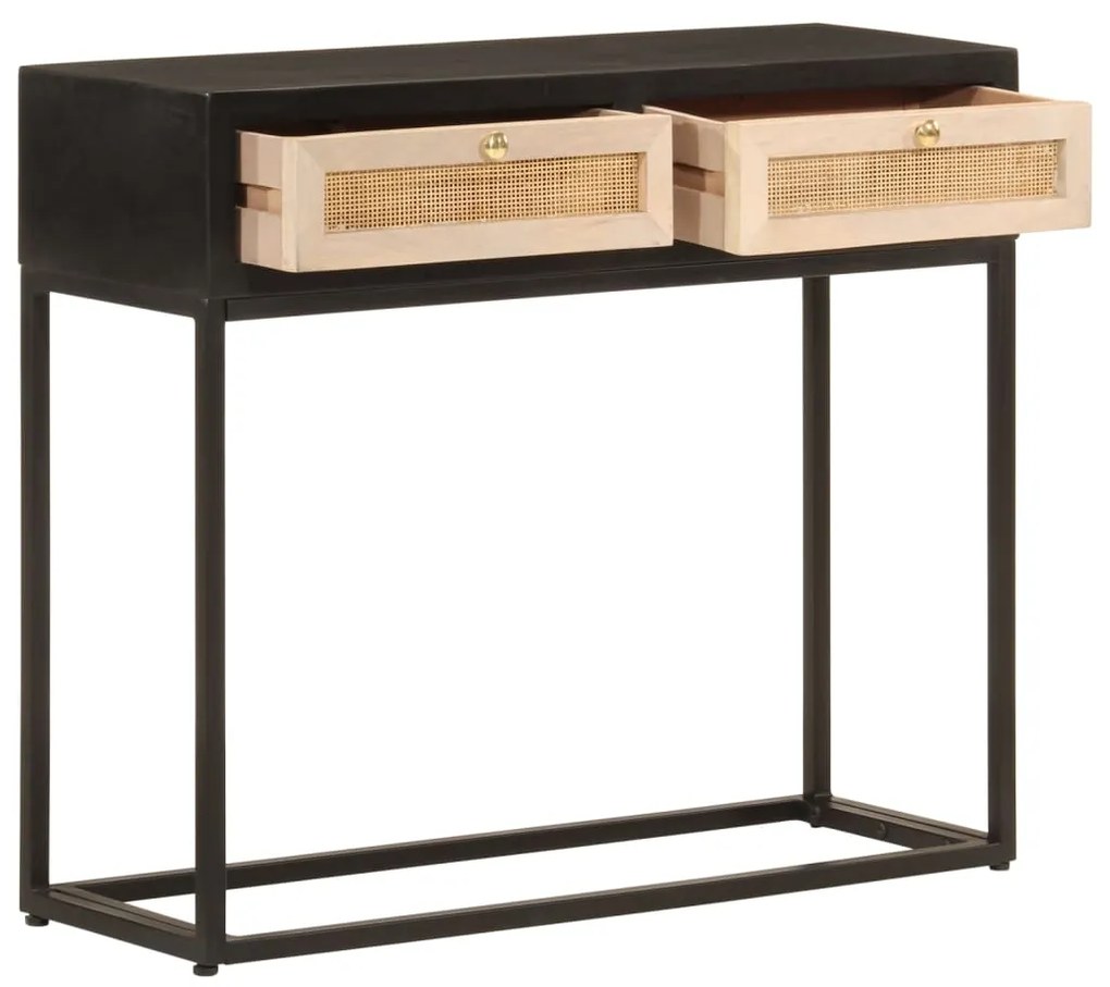Mesa consola 90x30x76 cm mangueira maciça e ferro preto