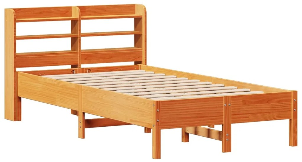 Cama sem colchão 75x190 cm madeira de pinho maciça castanho-mel