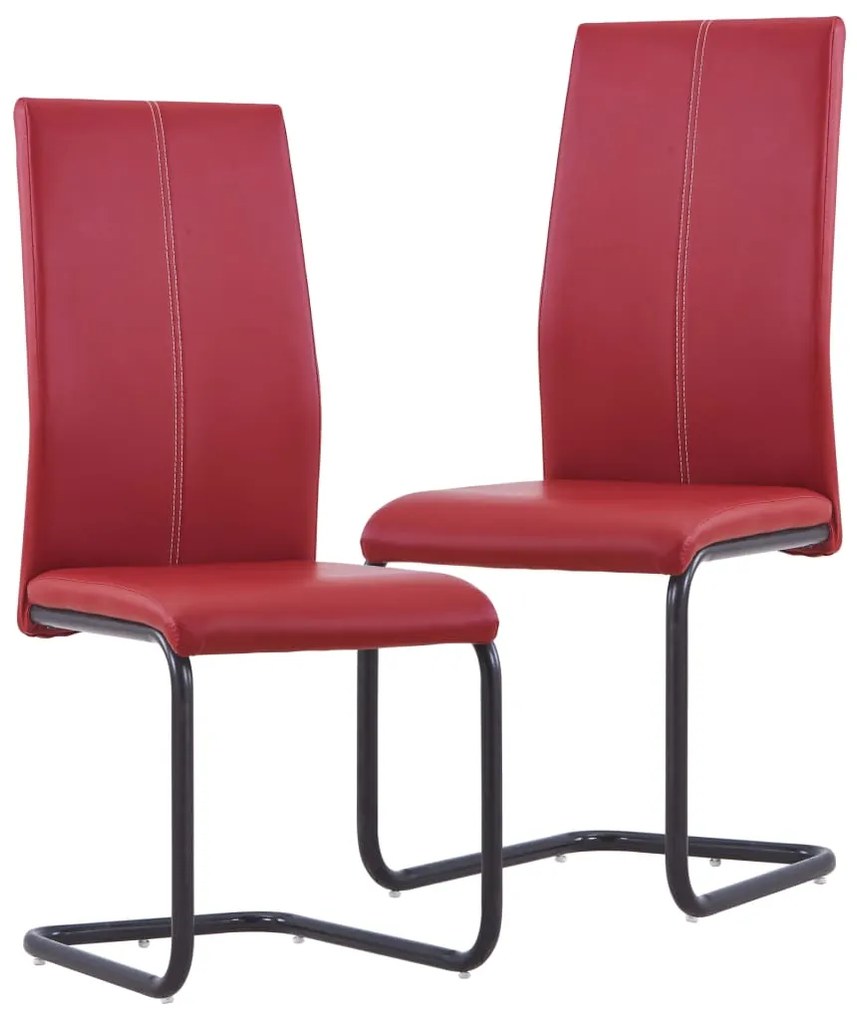 vidaXL Cadeiras de jantar cantilever 2 pcs couro artificial vermelho
