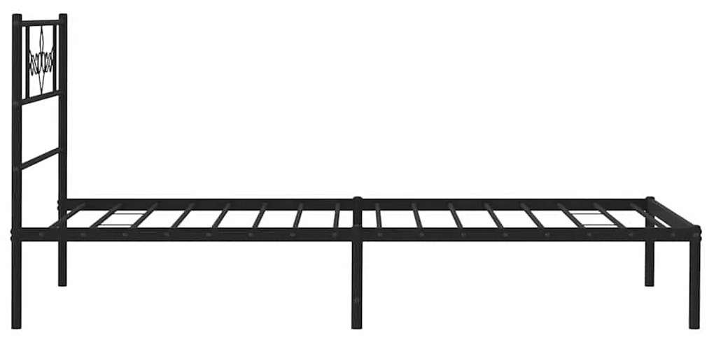 Estrutura de cama com cabeceira 100x190 cm metal preto