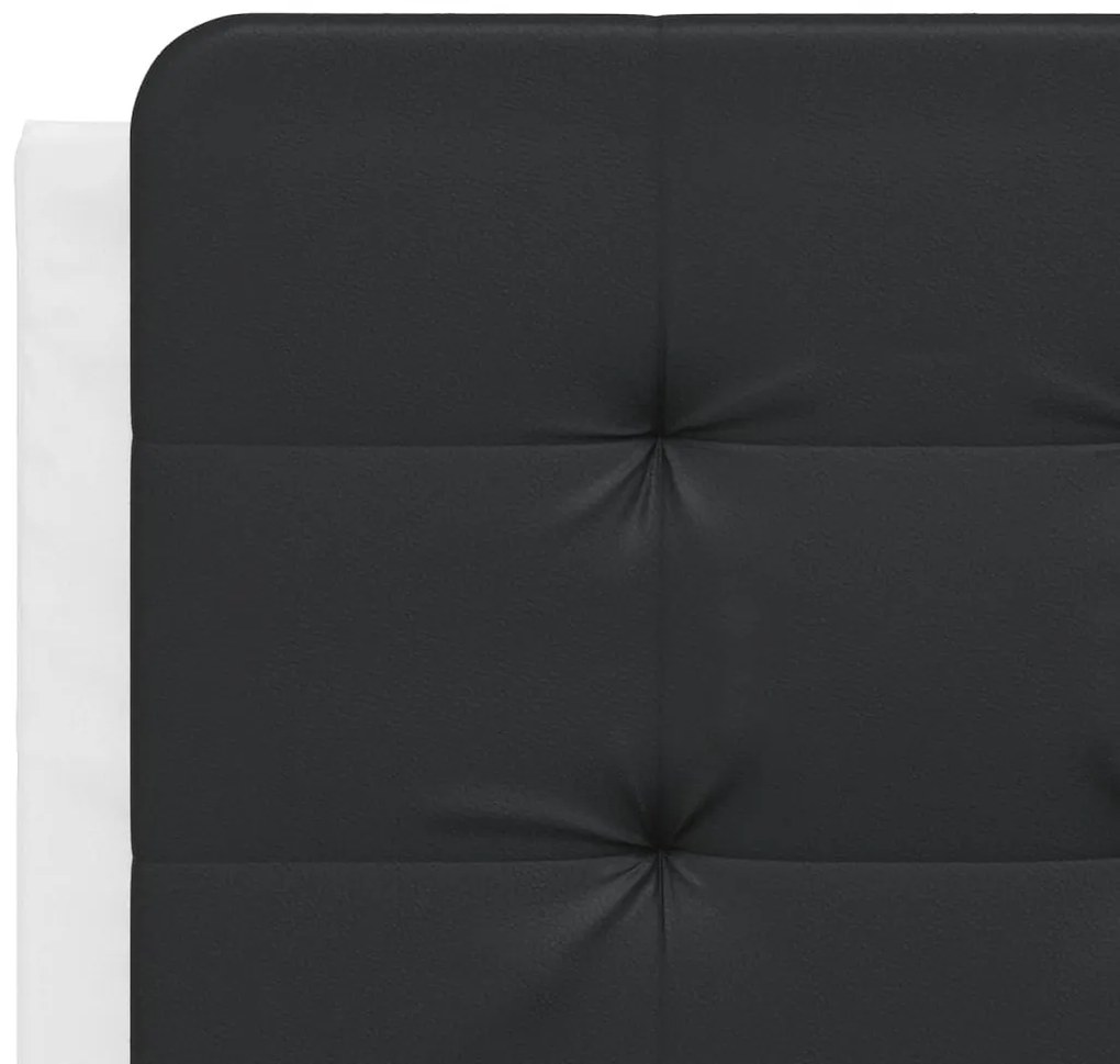 Estrutura cama c/ cabeceira 140x200 couro artif. branco/preto