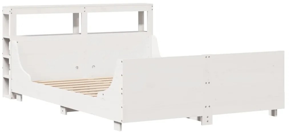 Cama sem colchão 140x200 cm madeira de pinho maciça branco