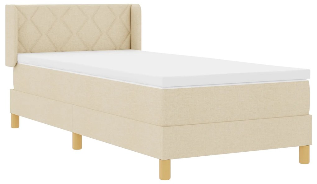 Cama box spring vidaXL com colchão creme 90x190 cm tecido, Cabeceira v