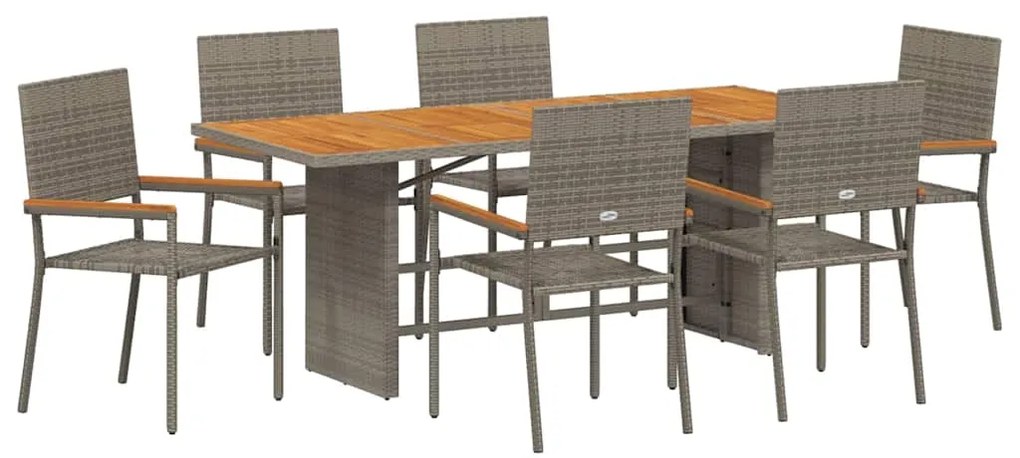 Conjunto de Jantar para Jardim vidaXL 7 Peças Cinza Poli Rattan