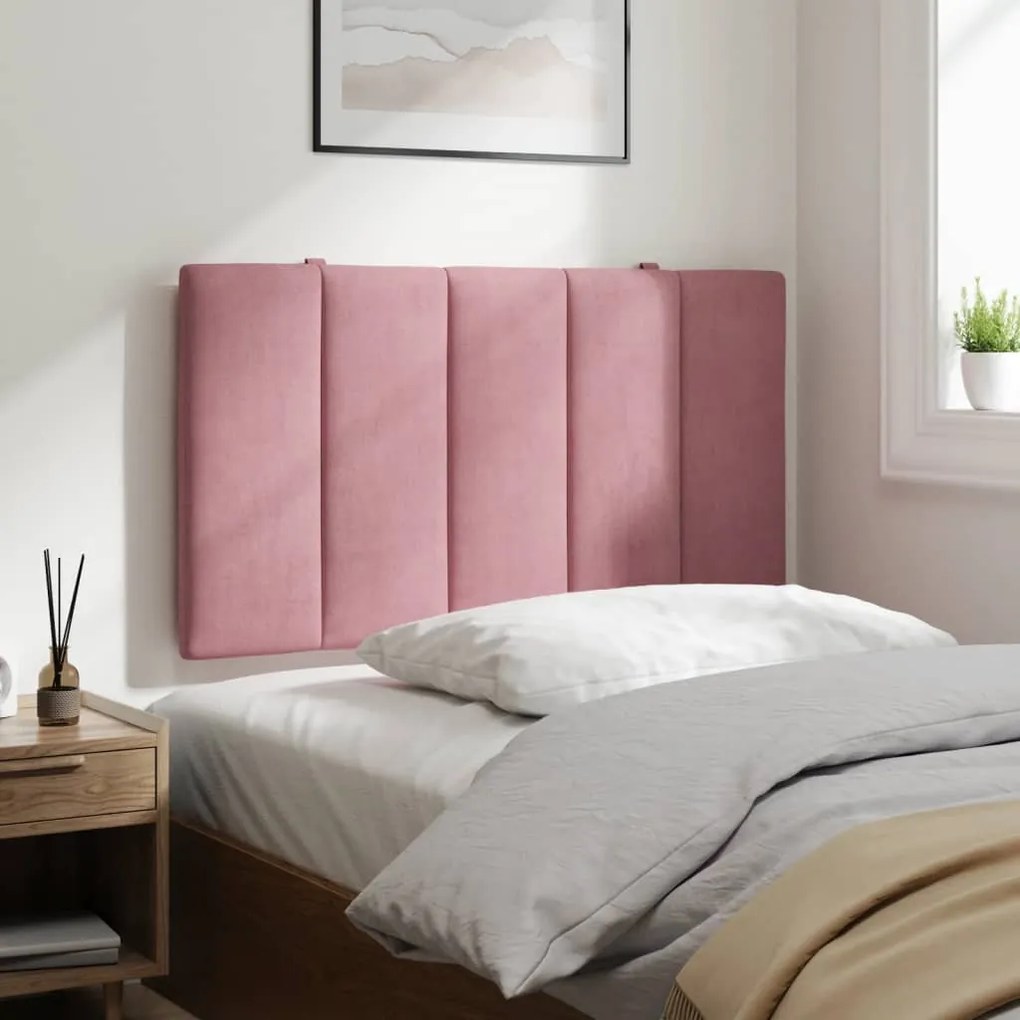 Almofadão de cabeceira 80 cm veludo rosa