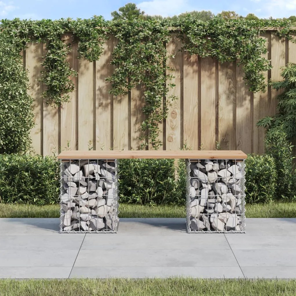 vidaXL Banco de jardim c/ design gabião 103x31x42 cm pinho maciço