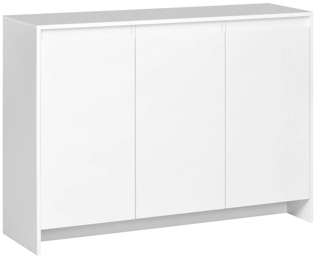HOMCOM Móvel Aparador com 3 Portas Prateleiras Ajustáveis ​​e Suporte com Fecho Suave para Televisores 120x35x85 cm Branco | Aosom Portugal