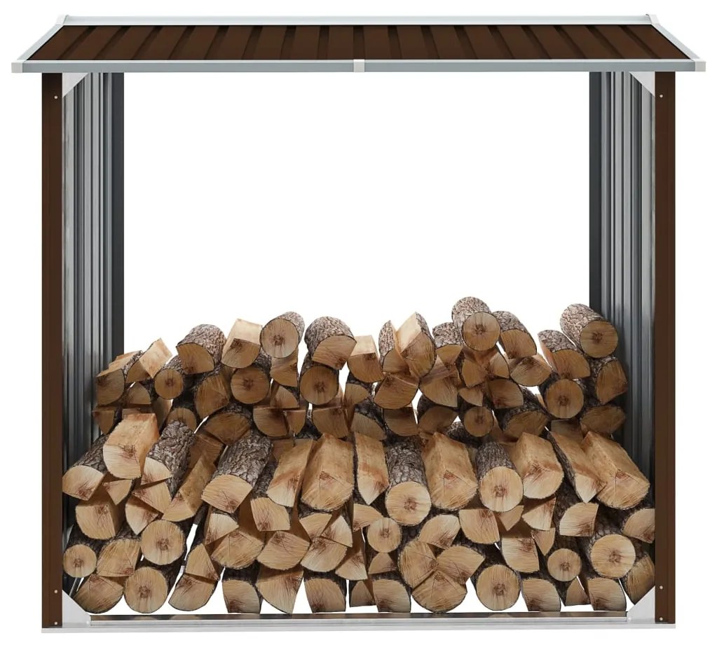 vidaXL Abrigo para arrumação de troncos aço 172x91x154 cm castanho