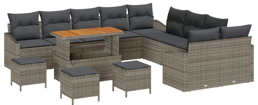 Conjunto de Sofás de Jardim vidaXL com 14 Peças com Almofadas Cinza Ra