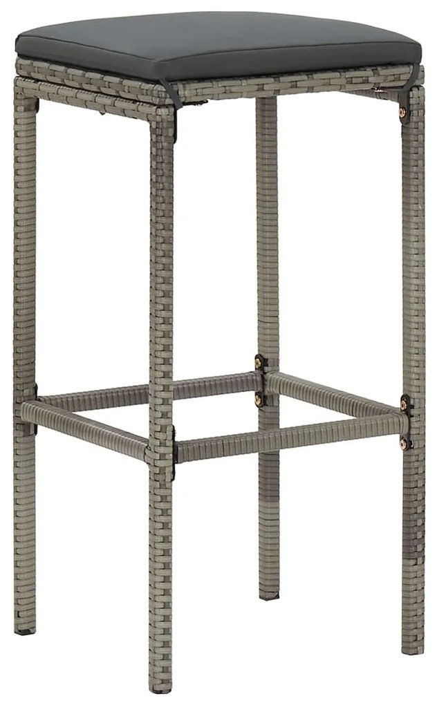 3 pcs conjunto de bar p/ jardim acácia maciça/vime PE cinzento