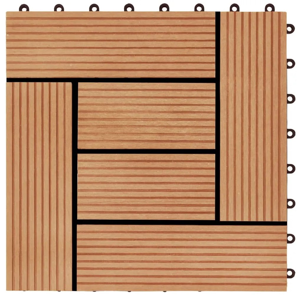 Ladrilhos de pavimento 11 pcs WPC 30x30 cm 1m² cor de teca