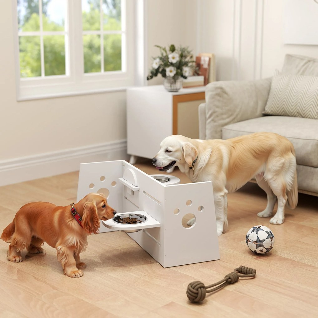 PawHut Comedouro para Cães Elevado Comedouro para Animais com 3 Altura