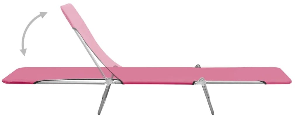 Espreguiçadeiras dobráveis 2 pcs aço e tecido rosa