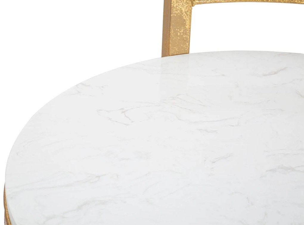 Mesa de Apoio Redonda Marble – 40x43x50 cm – Dourada e Branca – Design