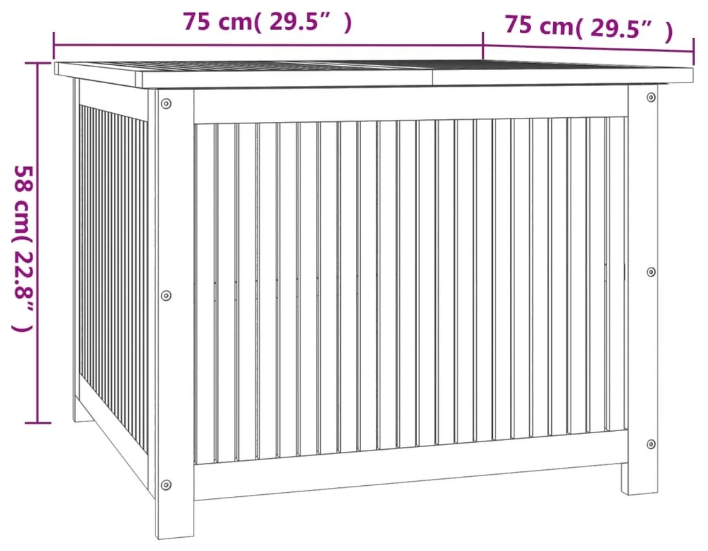 Caixa de arrumação para jardim 75x75x58 cm acácia maciça