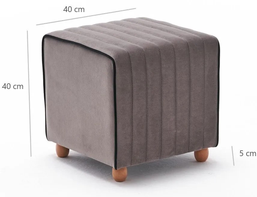 Pouffe Mona – Cinzento – 40x40x40 cm