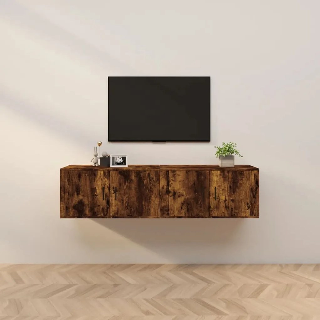 vidaXL Móveis de TV de parede 2 pcs 80x34,5x40 cm carvalho fumado