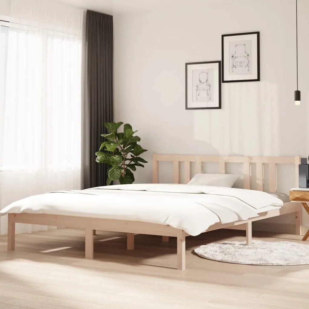 vidaXL Estrutura de cama king 150x200 cm madeira maciça