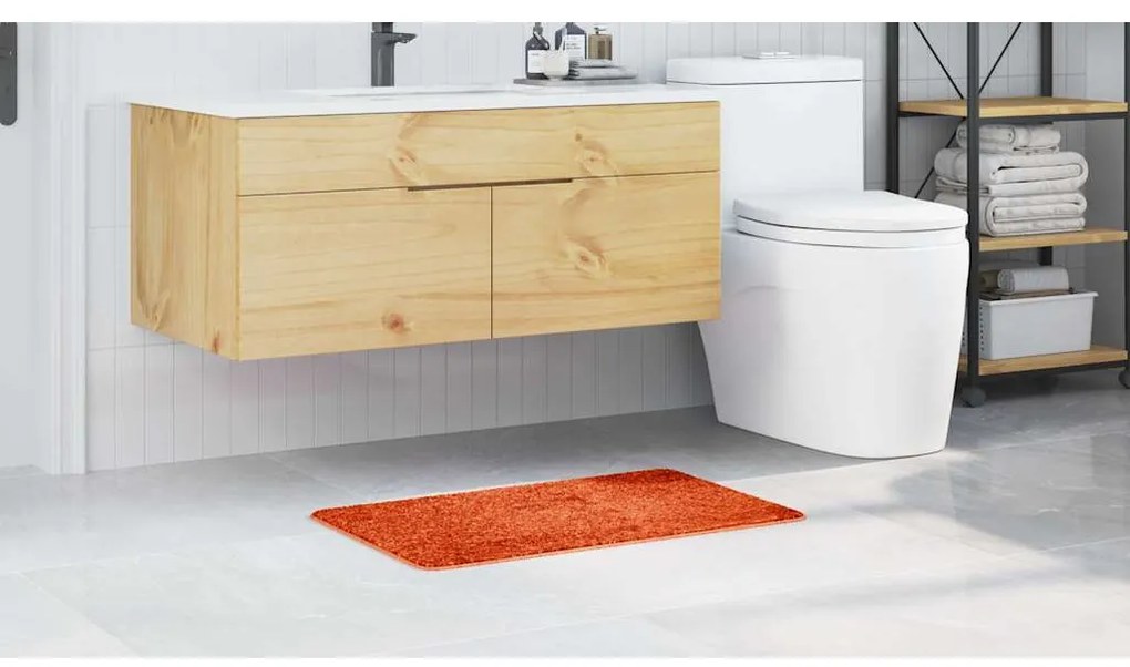 Tapete de Banho Rectangular Laranja 50x80 cm Polipropileno Antiderrapa