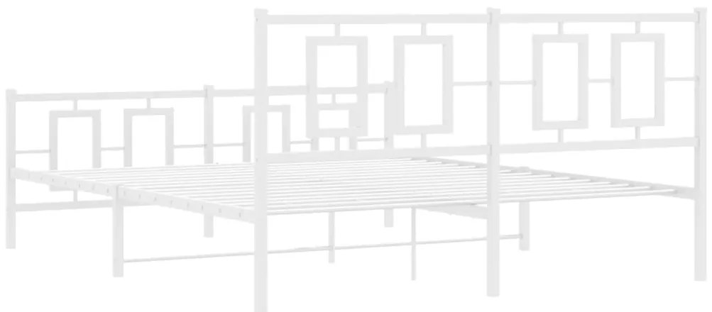 Estrutura de cama com cabeceira e pés 150x200 cm metal branco