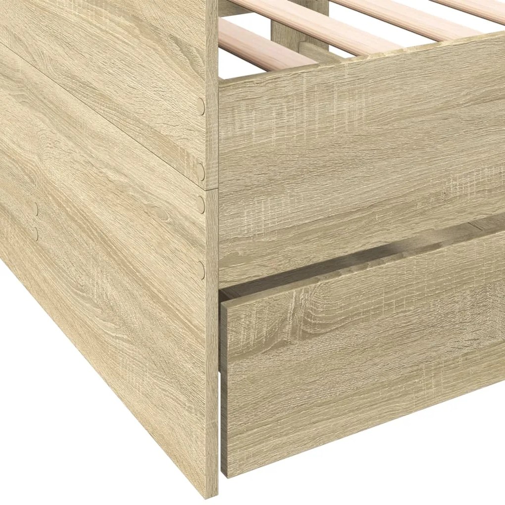 Sofá-cama com gavetas sem colchão 75x190 cm carvalho sonoma