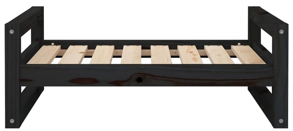Cama para cães 75,5x55,5x28 cm madeira de pinho maciça preto