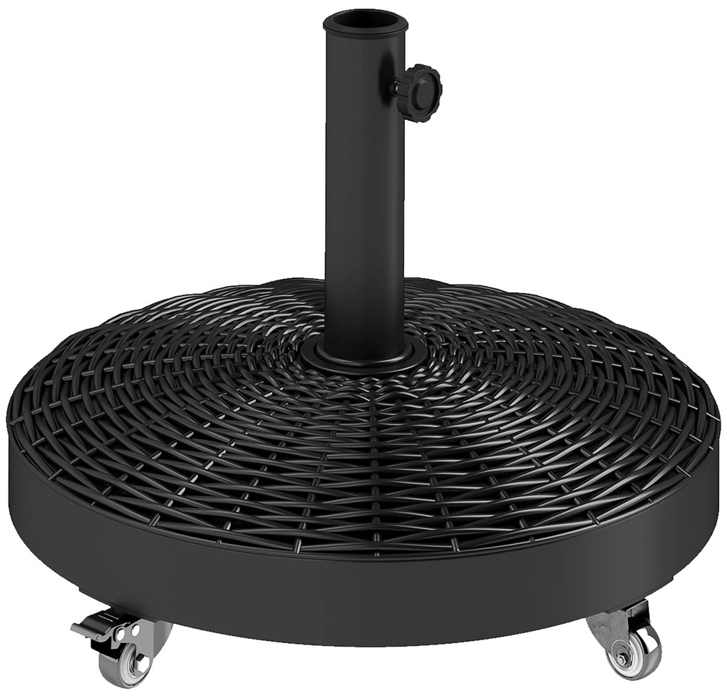 Outsunny Base para Chapéu de Sol Redonda Suporte para Chapéu de Sol com Rodas Peso 25 kg para Jardim Terraço Ø52x42 cm Preto