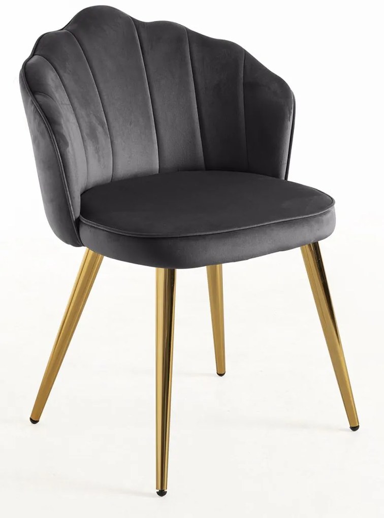 Cadeira Blume Gold Veludo - Cinza escuro