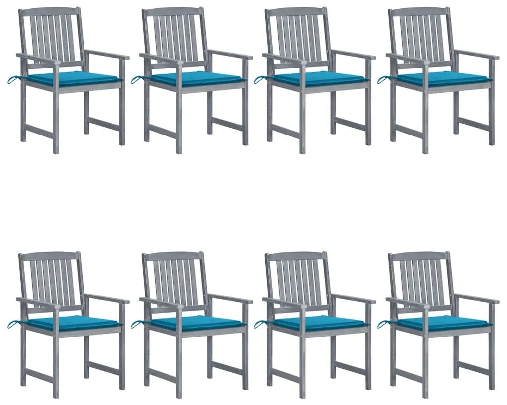 vidaXL Cadeiras de jardim c/ almofadões 8 pcs acácia maciça cinzento
