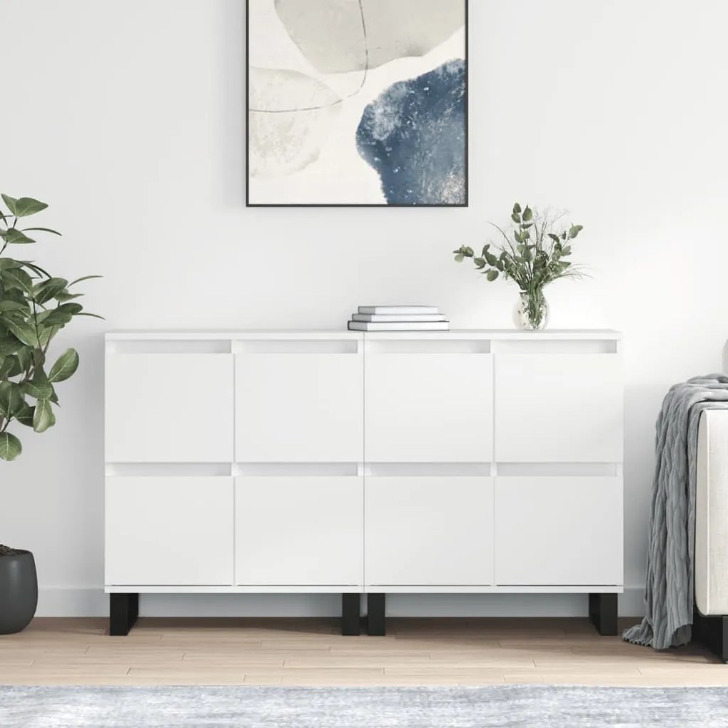 vidaXL Aparadores 2 pcs derivados de madeira branco brilhante