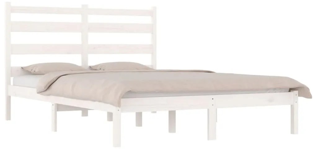 Estrutura de cama 140x200 cm madeira de pinho maciça branco