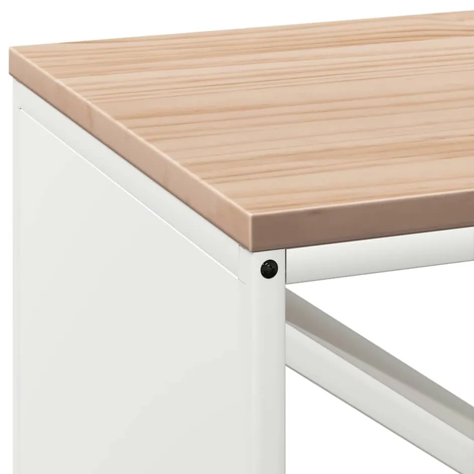 Suporte para lenha com tampo de madeira 100,5x35,5x40 cm branco
